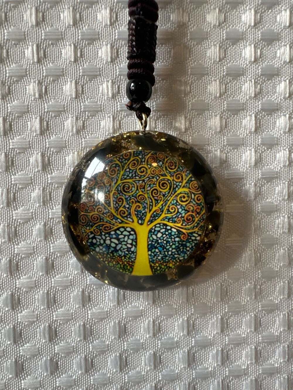 Handmade Orgone Pendant Black Tourmaline Crystal Tree of Life Necklace